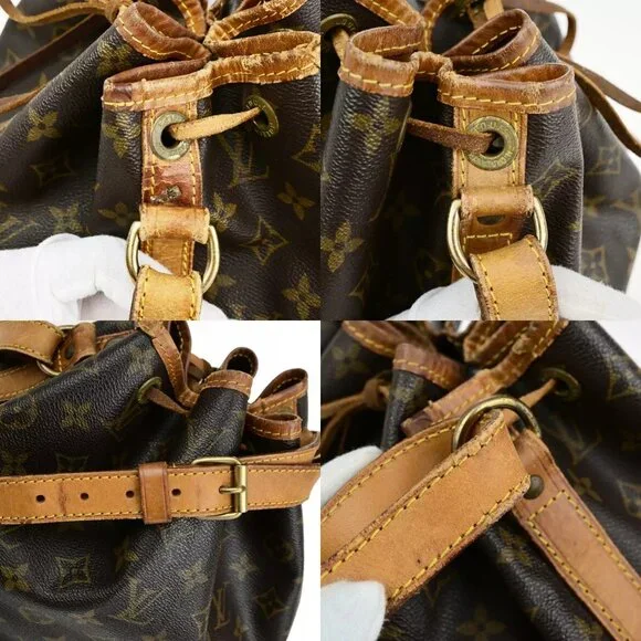 LOUIS VUITTON Petit Noe Drawstring Shoulder Bag Monogram Leather